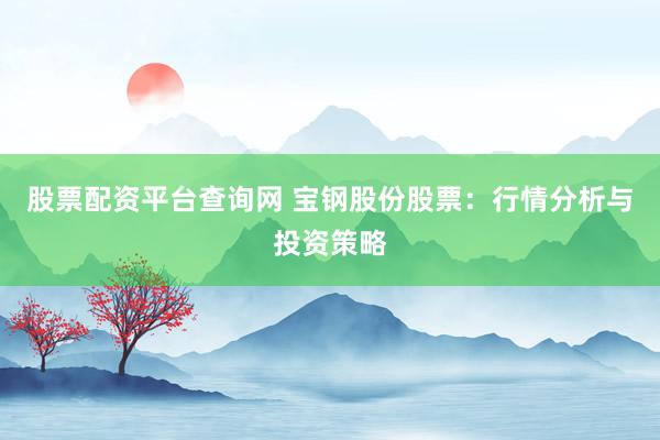 股票配资平台查询网 宝钢股份股票：行情分析与投资策略