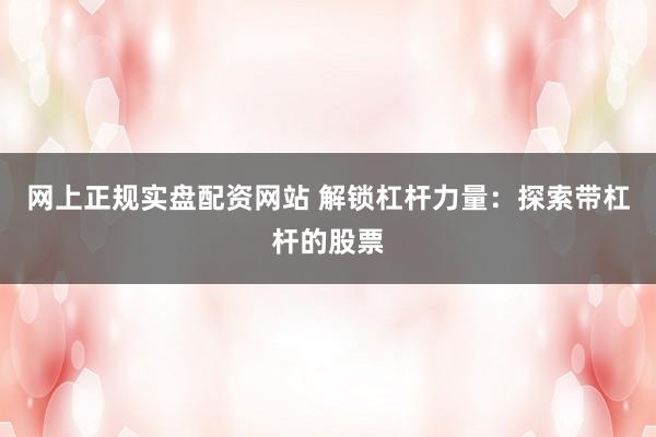 网上正规实盘配资网站 解锁杠杆力量：探索带杠杆的股票