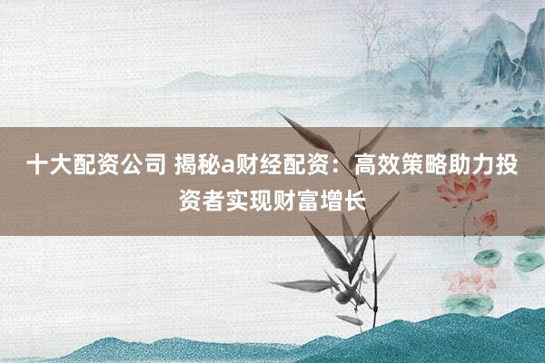 十大配资公司 揭秘a财经配资：高效策略助力投资者实现财富增长