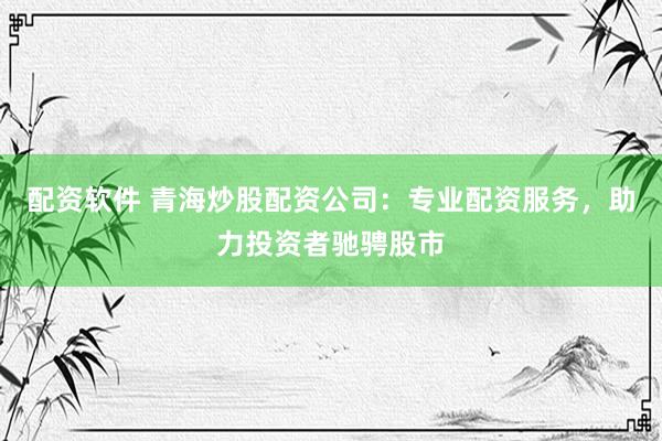 配资软件 青海炒股配资公司：专业配资服务，助力投资者驰骋股市