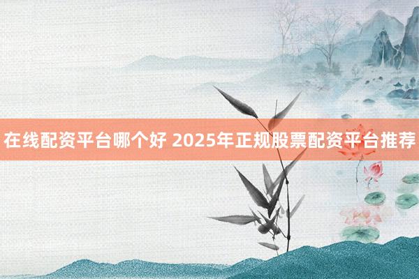 在线配资平台哪个好 2025年正规股票配资平台推荐