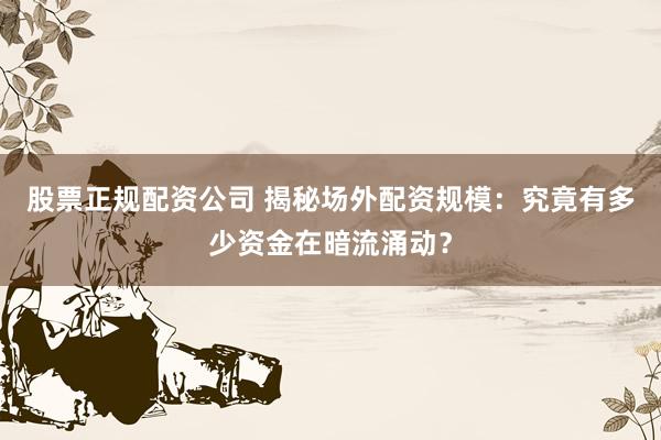 股票正规配资公司 揭秘场外配资规模：究竟有多少资金在暗流涌动？